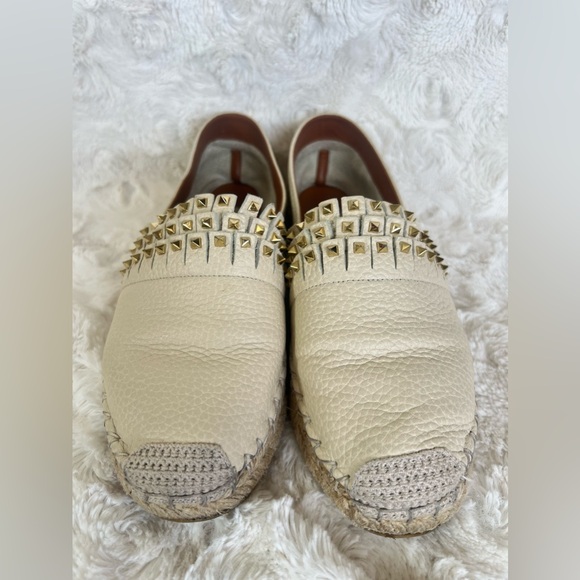 Valentino Rockstud Leather Espadrille Platform Flats - Picture 14 of 16